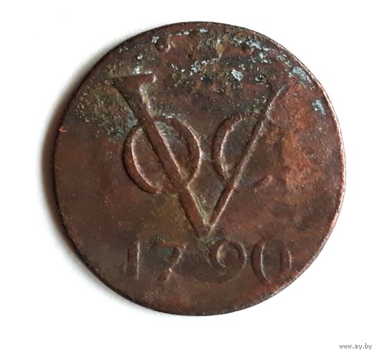 1 голландский дуит (нью-йоркский колониальный пенни) 1790 года. KM# 111.3. Герб Утрехта, медь.