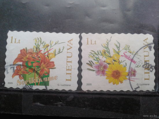 Литва 2005 Цветы, самоклейки Полная серия марки из буклета