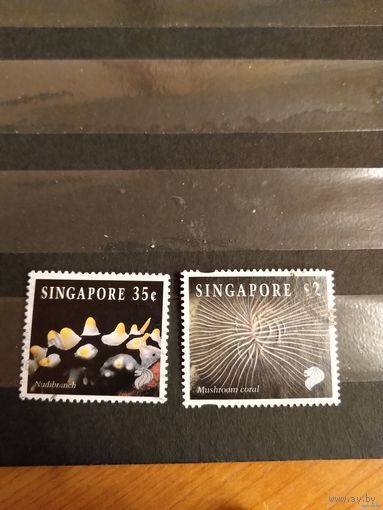 Сингапур фауна моря марка с высоким номиналом с тиснением для защиты от подделок 3-5