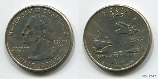 США. 25 центов (2004, Флорида, буква D, aUNC)