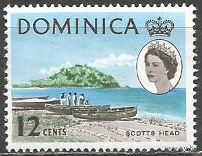 Доминика. Королева Елизавета II. Полуостров Скотт-Хед. 1963г. Mi#168.