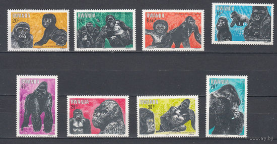 Фауна. Обезьяны. Руанда. 1971. 8 марок. Michel N 400-407 (11,0 е)