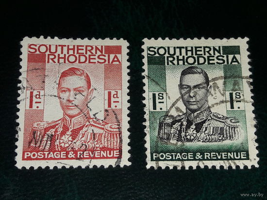 Южная Родезия 1937 Стандарт. Король Георг VI. 2 марки одним лотом