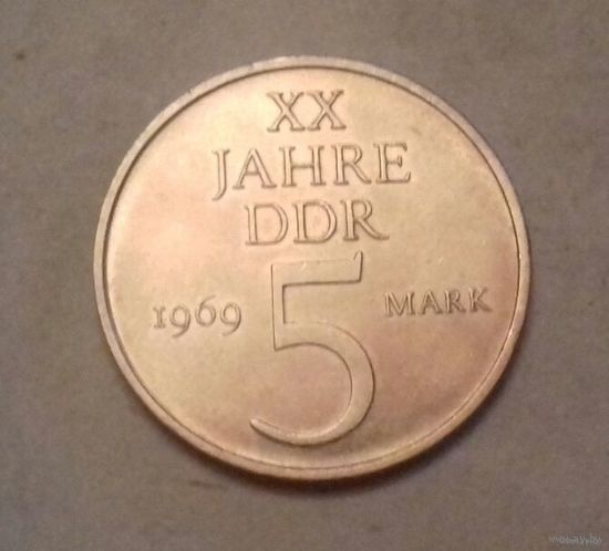 5 марок, ГДР 1969 г., 20 лет чему-то там