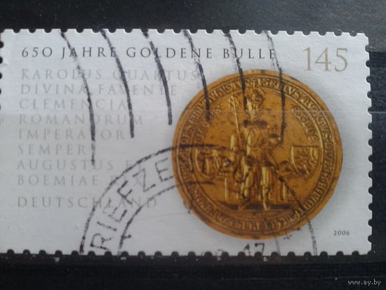 Германия 2006 золотая печать короля Карла 4, 14 век Михель-2,8 евро гаш зубцовка 10