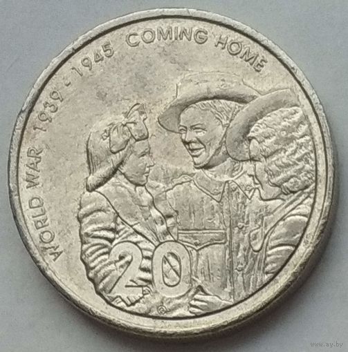 Австралия 20 центов 2005 г. 60 лет со дня окончания Второй Мировой войны