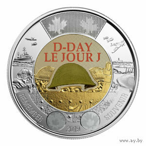 Канада 2 доллара 2019 г. (D-DAY 75 лет высадке союзников в Нормандии ) цветная/UNC