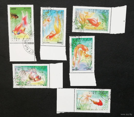 Вьетнам 1990 г. Золотые рыбки. Фауна, полная серия из 6 марок #0136-Ф1P30