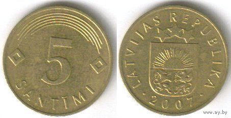 Латвия. 5 сантимов (2007)