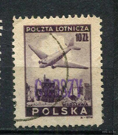 Польша - 1950 - Надпечатка Groszy на 10Zl - [Mi.B564] - 1 марка. Гашеная.  (Лот 16Df)