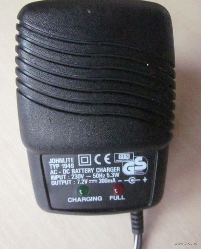 Блок питания для зарядки фонаря и дpугих устройств (7,2V - 300mА) ; 5.3W; * JOНNLIТE 1949 АС-DC ВAТTERY CHARGER(тpансформaторный)
