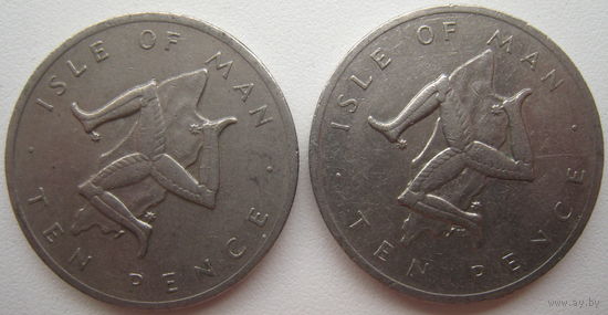Остров Мэн 10 пенсов 1976, 1978 гг. Цена за 1 шт.