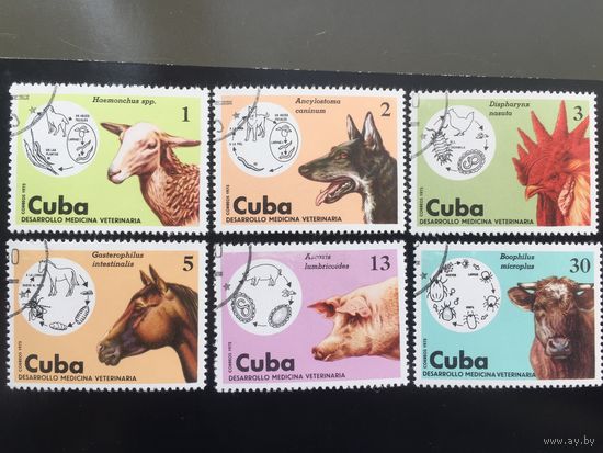 Куба 1975 год. Ветеринария домашних животных (серия из 6 марок)