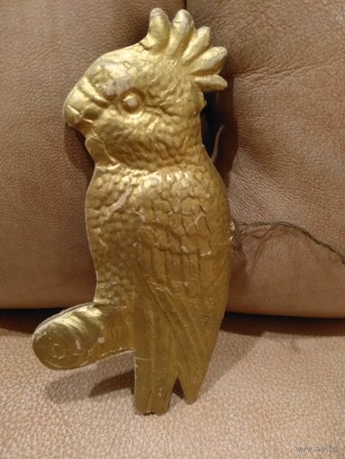 Ёлочная игрушка СССР золотой картонаж довоенный попугай какаду