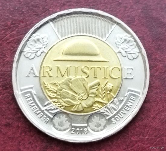Канада 2 доллара, 2018 100 лет со дня окончания Первой Мировой войны