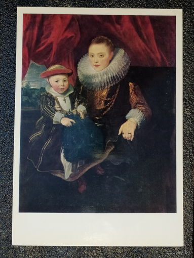 Открытка Антонис ван Дейк. 1599 – 1641. Портрет молодой женщины с ребенком. Около 1618. Государственный Эрмитаж.