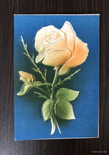 Роза рельефная открытка. Раскладушка Искра Революции