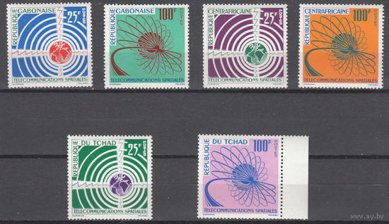 Космос. Спутники связи. Габон, Чад, Центральная Африка. 1963. 6 марок (полные серии). (9,8 е).