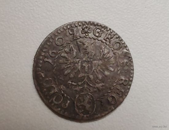 Польша 1 грош 1609 Сигизмунд III, Леварт  серебро