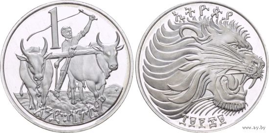 Эфиопия 1 цент 1977 UNC