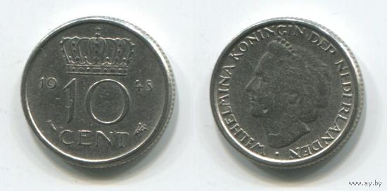 Нидерланды. 10 центов (1948, XF)