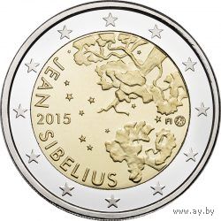 2 евро 2015 Финляндия 150 лет со дня рождения Яна Сибелиуса UNC