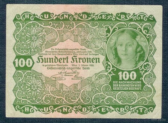 Австрия 100 крон 1922 год.