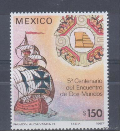 [107] Мексика 1987. Колумб.Корабли.Парусник. Одиночный выпуск. MNH