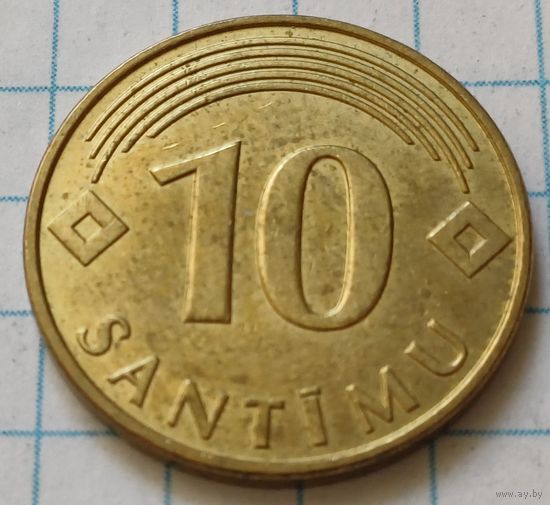 Латвия 10 сантимов, 2008    ( 3-4-2 )