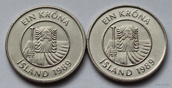 Исландия 1 крона, 1989 г.