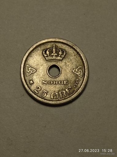 Норвегия 25 эре 1927 года .
