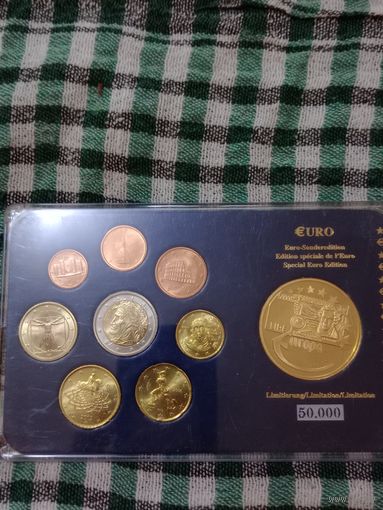 Италия евро набор монет с жетоном 2002-2007unc