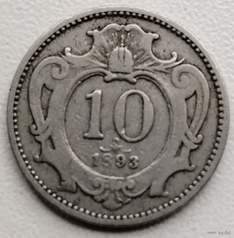 Австрия 10 геллер 1893