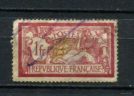 Франция - 1900/1917 - Аллегория 1Fr - (есть тонкое место) - [Mi.98x] - 1 марка. Гашеная.  (Лот 79CS)
