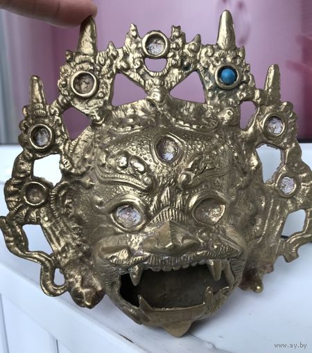 Старая маска Махакала Буддизм латунь/бронза
