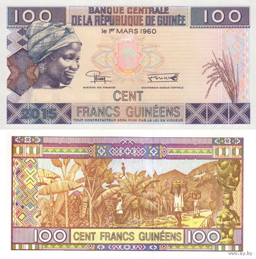 Гвинея 100 Франков 2015 UNC П1-79