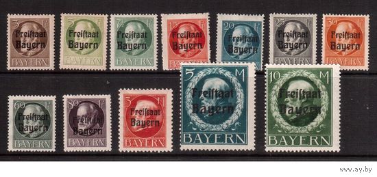 Германия(Бавария)-1919,(Мих.152А-169А)   * , надп., Король Людвиг III , 12 марок