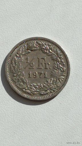 Швейцария.1/2 франка 1971 года.