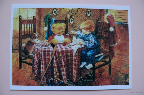 Современная открытка, Stewart Sherwood, чистая; дети, медвежата.