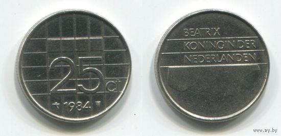 Нидерланды. 25 центов (1984, XF)