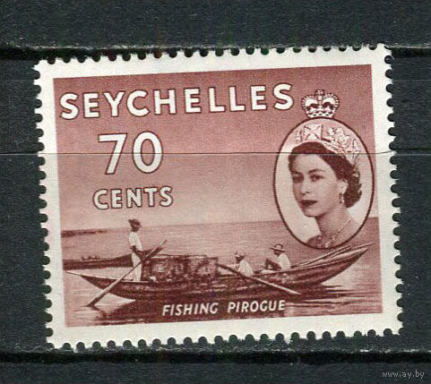 Британские колонии - Сейшелы - 1954/1957 - Королева Елизавета II. Рыбацкая лодка 70С - [Mi.183] - 1 марка. MH.  (Лот 76Di)