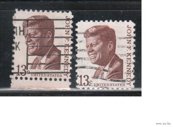 США-1967, (Мих. 922 х+у) , гаш. ,  Стандарт, Личности, Кенннеди, 2 типа бумаги(1)