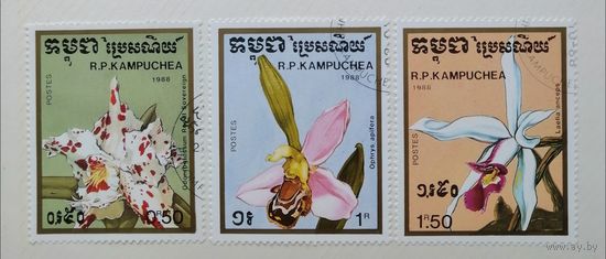 Камбоджа /1988/ Флора - Цветы - Орхидеи/ 3 марки
