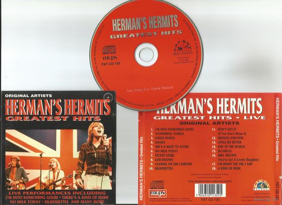 HERMAN'S HERMITS - GREATEST HITS LIVE (UK аудио CD 1993)