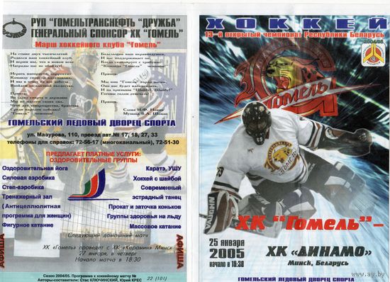 Хоккей. Программа. Гомель - Динамо (Минск).2005.