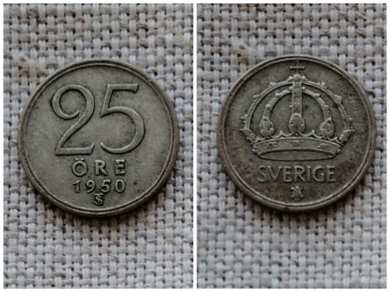 Швеция 25 эре 1950(серебро 0.400)