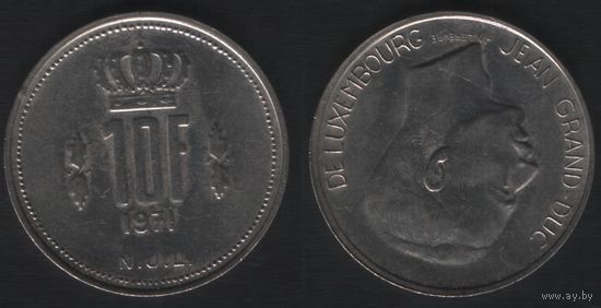 Люксембург km57 10 франков 1971 год (f