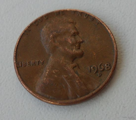 1 цент США 1968 г.в. D
