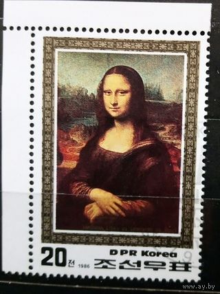 Марки КНДР Корея 1986. Мона Лиза. Серия 1 марка.