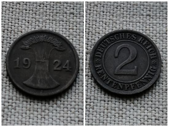 Германия 2 рентенпфеннига 1924 J пфеннига Веймар